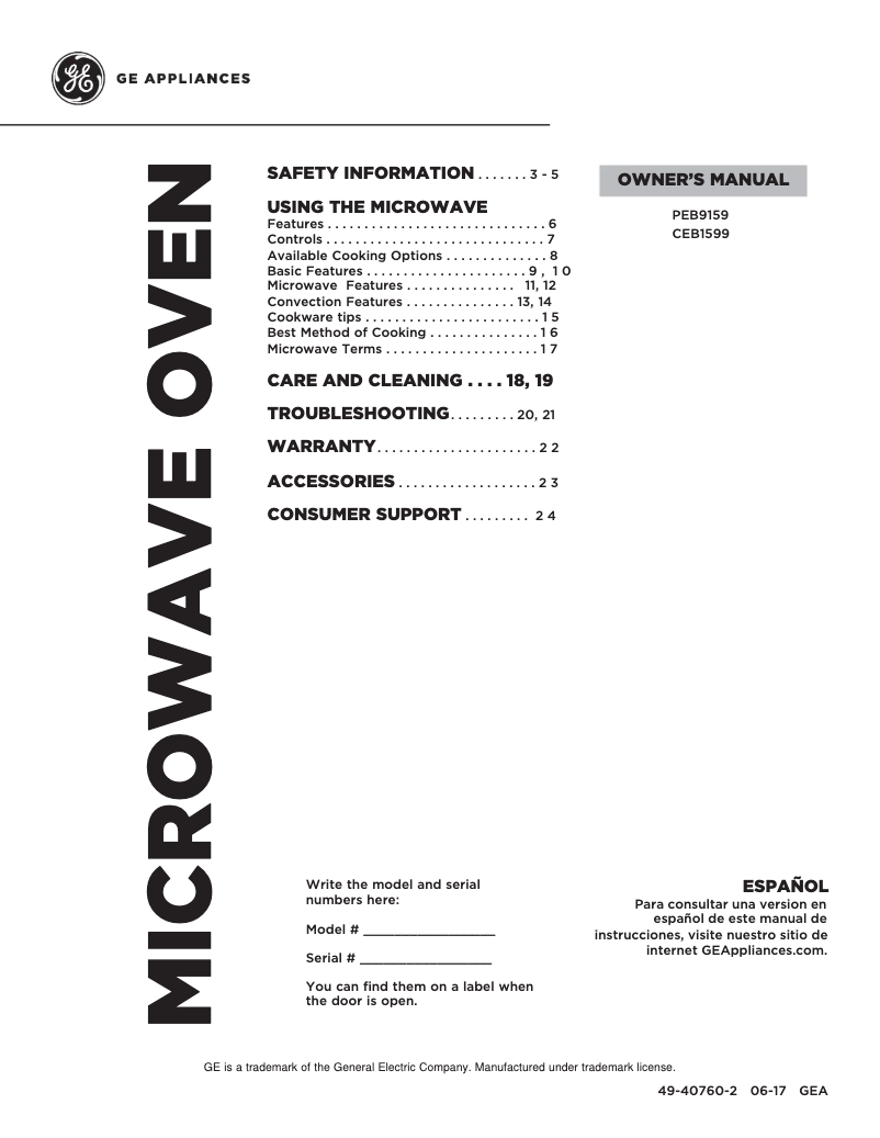 Page 1 de la notice Manuel d'utilisation et d'entretien GE Profile PEB9159SJSS