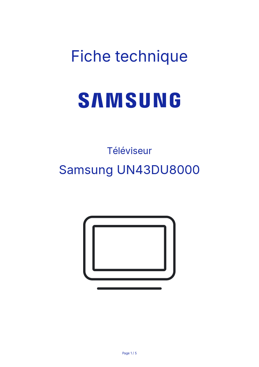 Image de la première page du manuel de l'appareil UN43DU8000