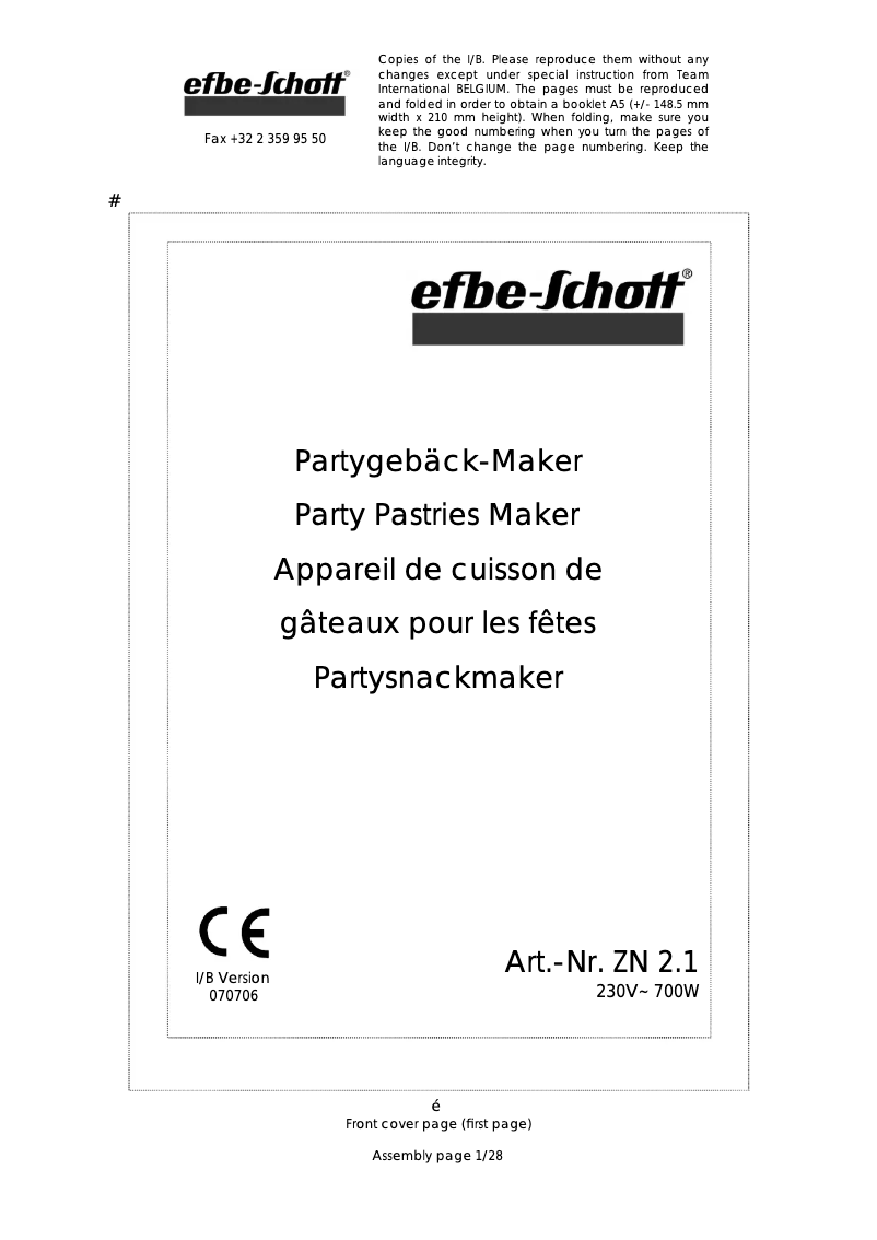 Page 1 de la notice Manuel utilisateur Efbe-Schott ZN 2.1