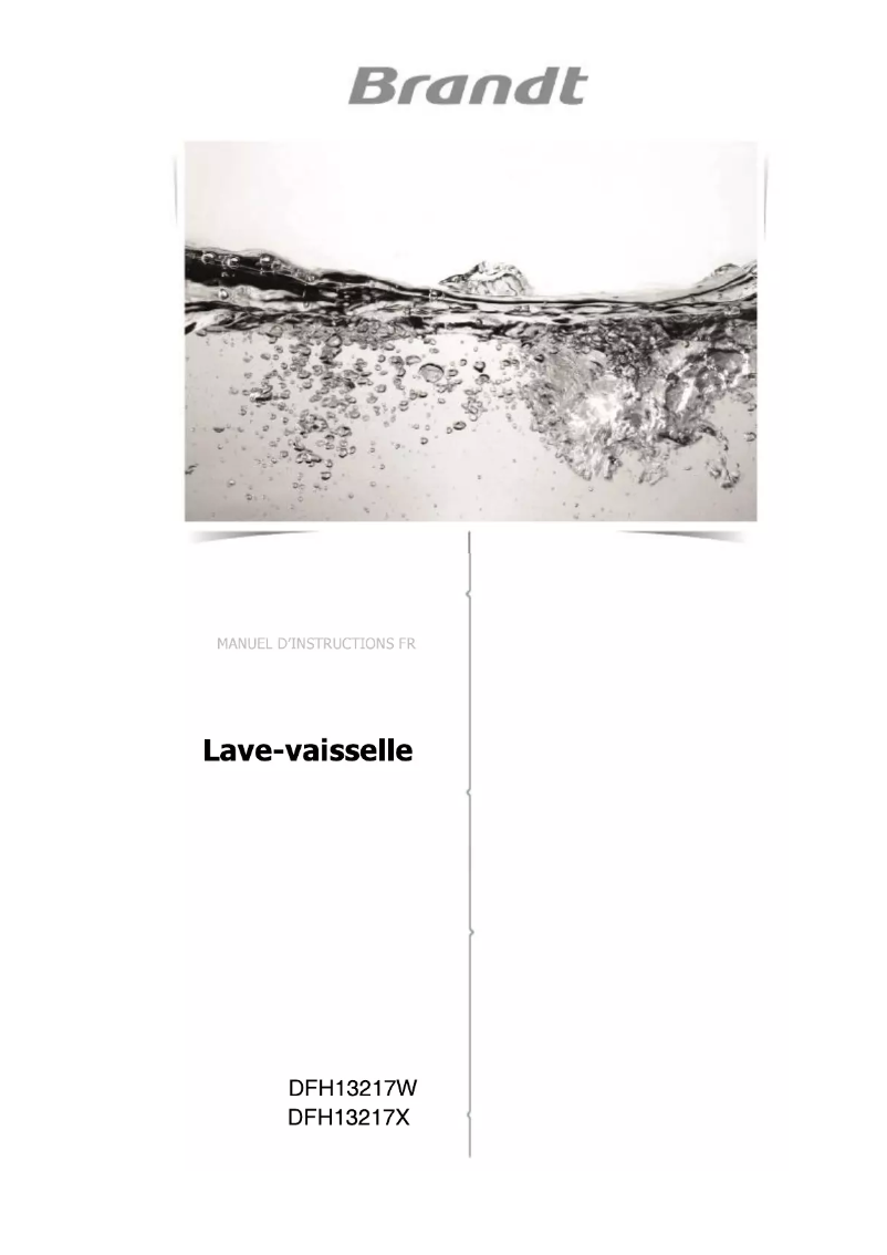 Page 1 de la notice Manuel utilisateur Brandt DFH13217X