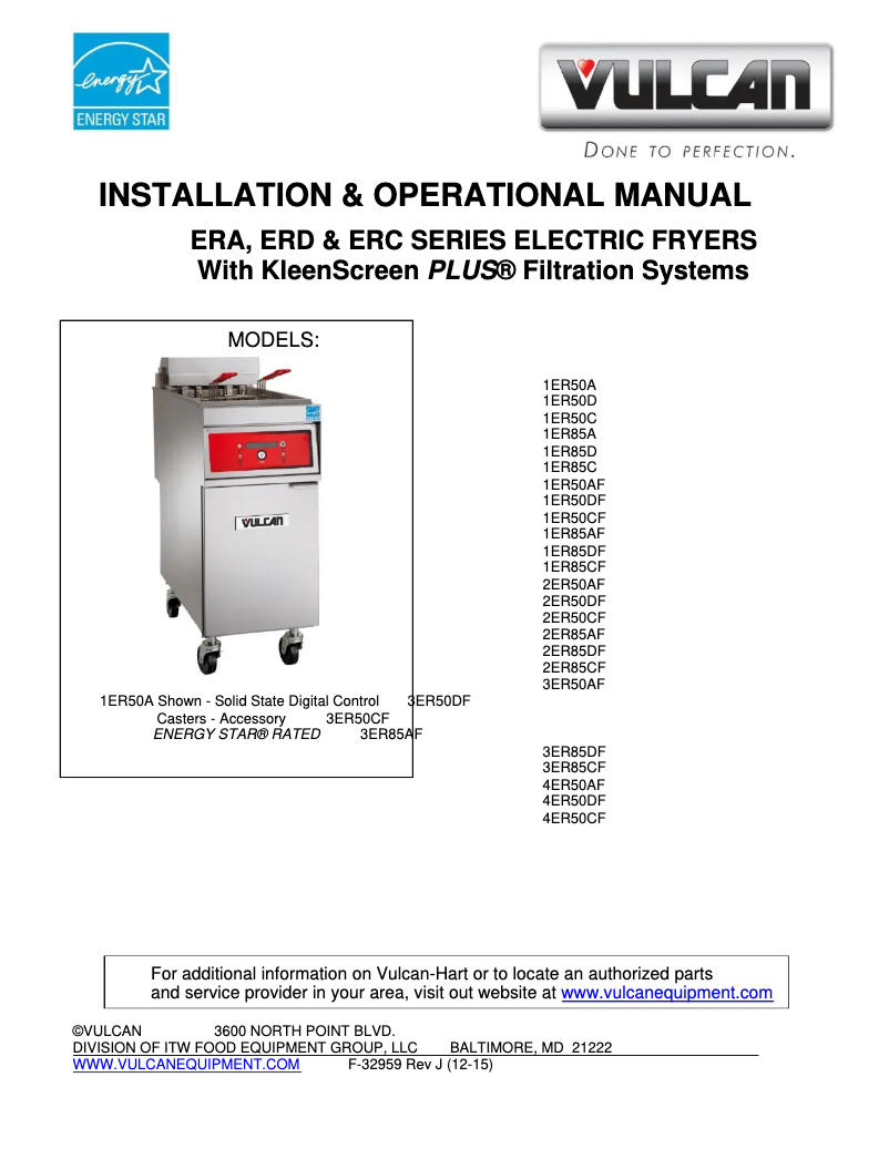 Page 1 de la notice Manuel utilisateur Vulcan 1ER50CF