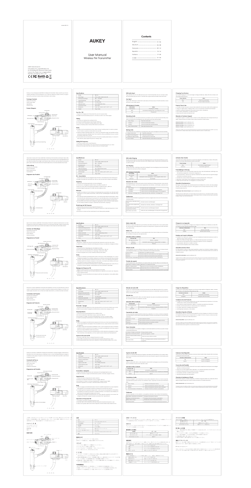 Page 1 de la notice Manuel utilisateur Aukey BR-C12