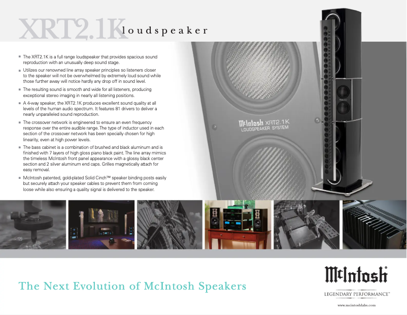 Page 1 de la notice Fiche technique McIntosh XRT2.1K