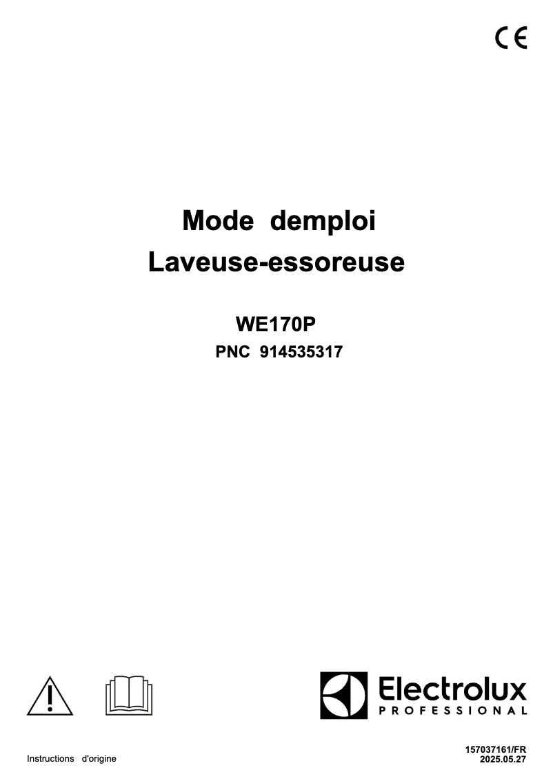 Page n°1 - Manuel utilisateur Electrolux WE170P