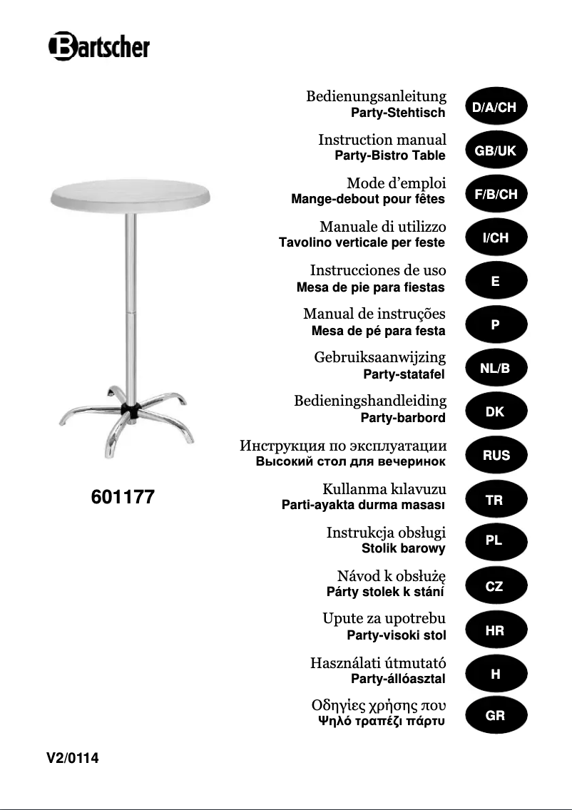 Page n°1 - Manuel utilisateur Bartscher 601177