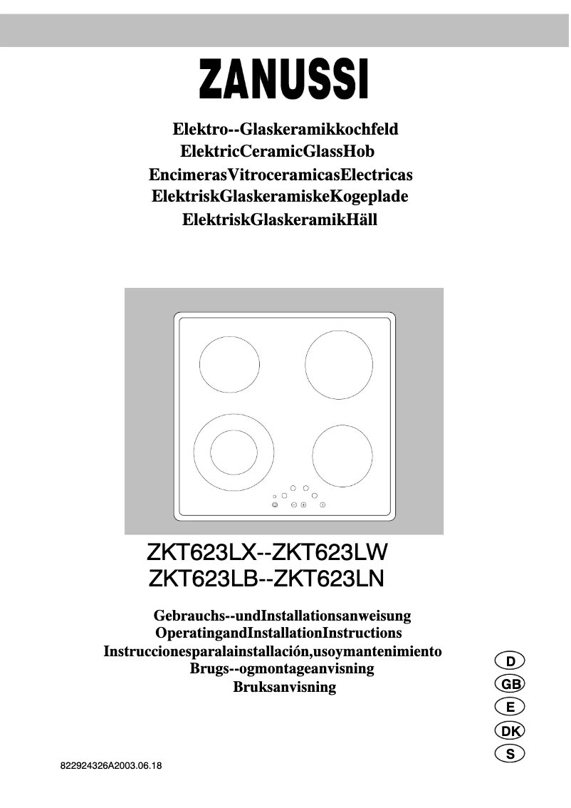 Page n°1 - Manuel utilisateur Zanussi ZKT623LN