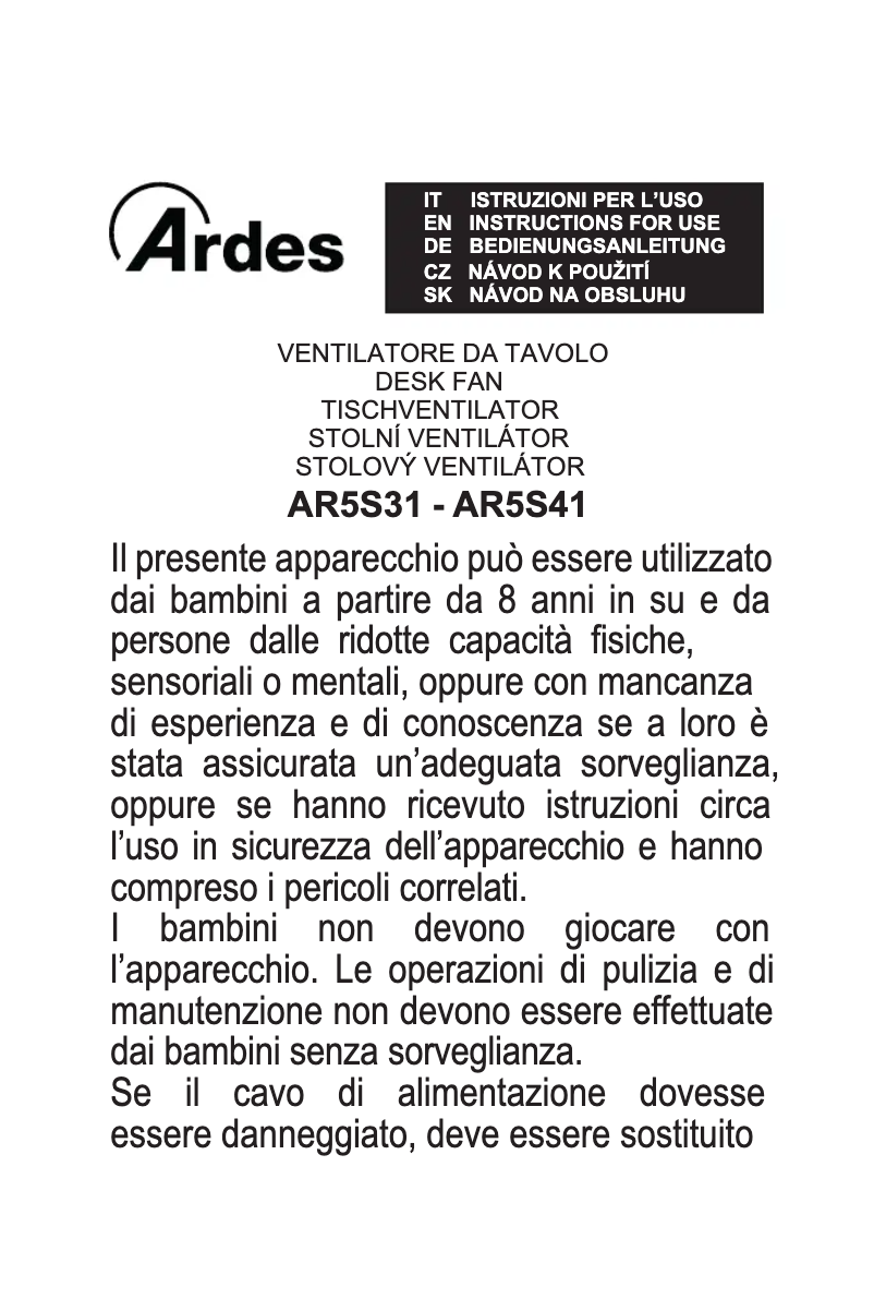 Página 1 del manual Instrucciones / montaje Ardes AR5S41