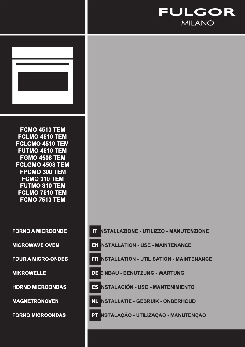 Page 1 de la notice Manuel utilisateur Fulgor Milano FGMO 4508 TEM