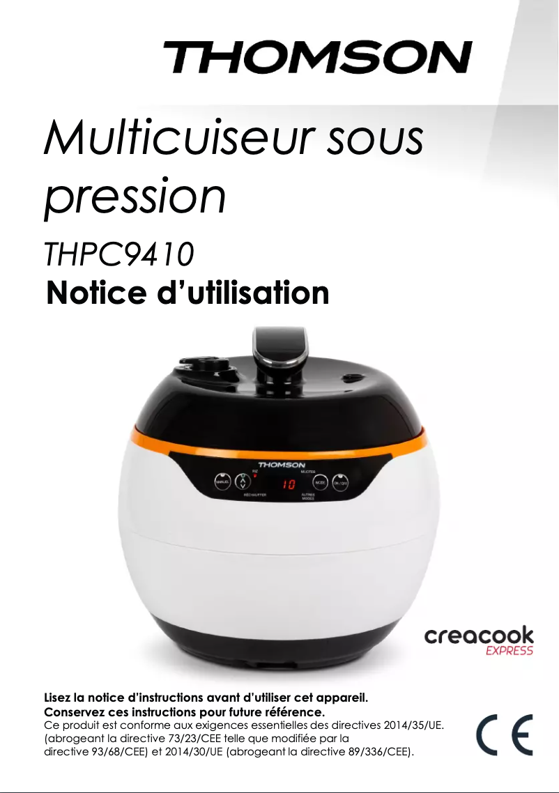 Page 1 de la notice Manuel utilisateur Thomson CreaCook Express THPC9410