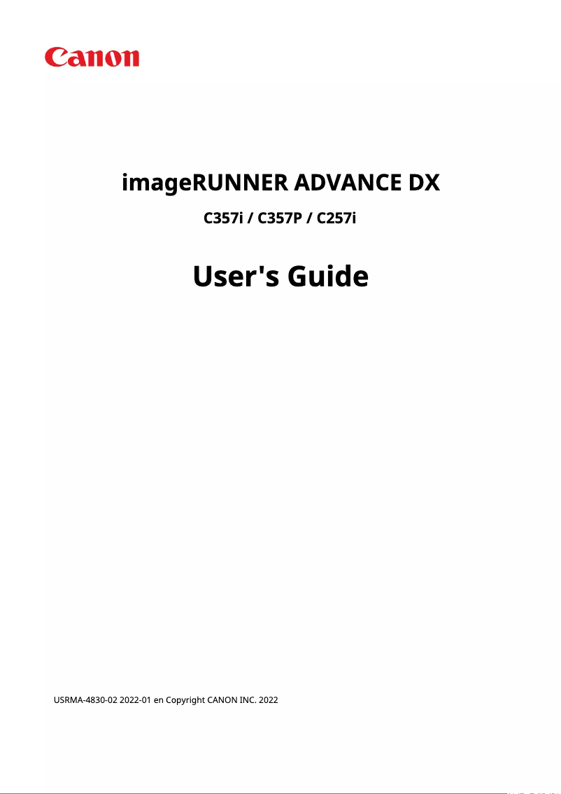 Page 1 de la notice Manuel utilisateur Canon imageRUNNER ADVANCE DX C357i