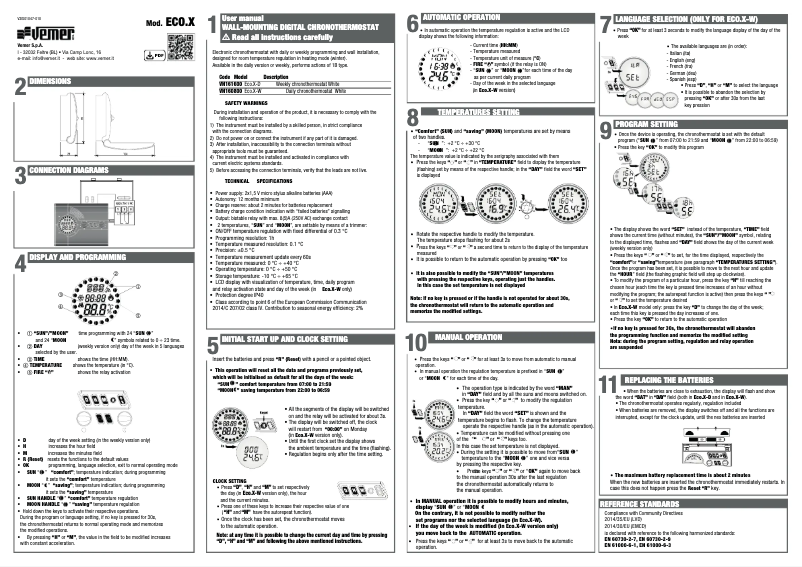 Page n°1 - Manuel utilisateur Vemer Eco.X