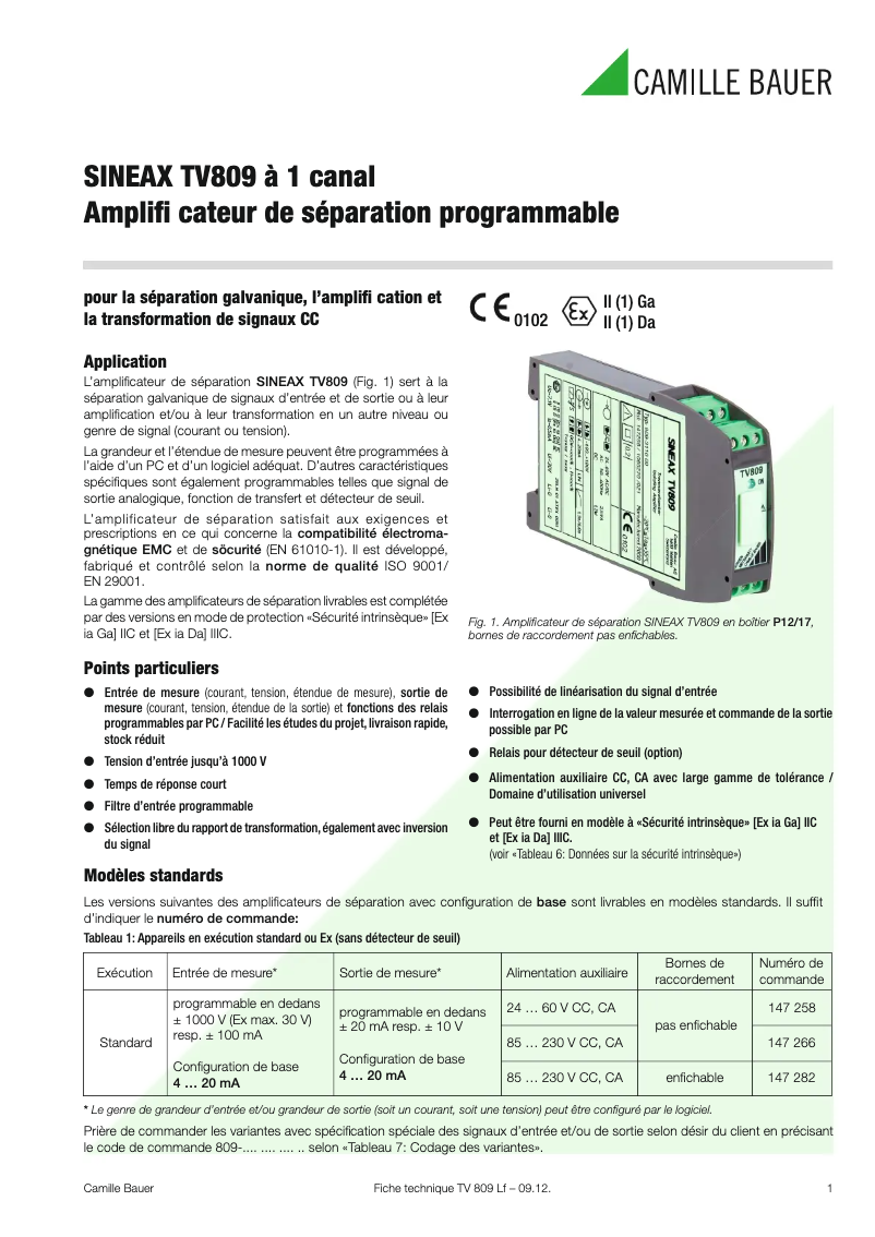 Image de la première page du manuel de l'appareil Sineax TV809