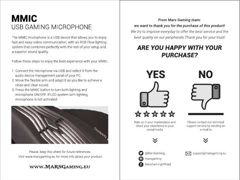 Page 1 de la notice Manuel utilisateur Mars Gaming MMIC