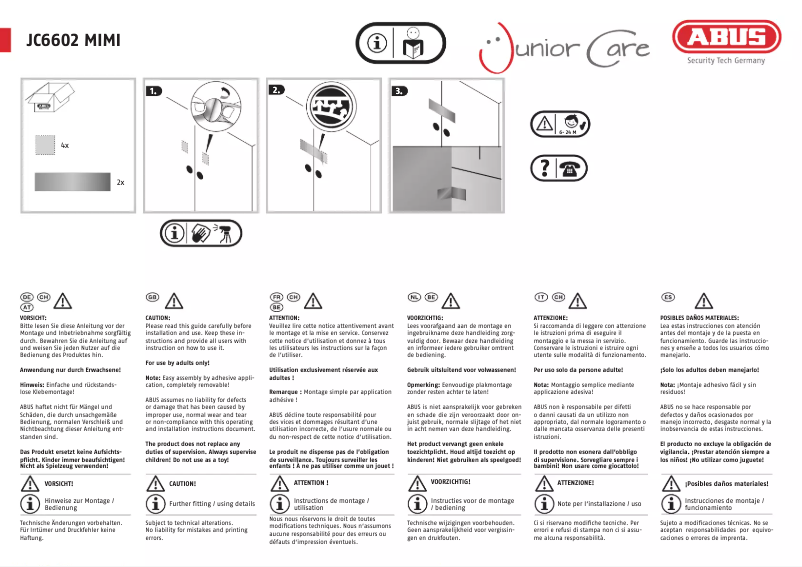 Page 1 de la notice Instructions / montage Abus JC6602