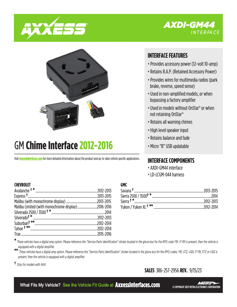Page 1 de la notice Fiche technique AXESS AXDI-GM44