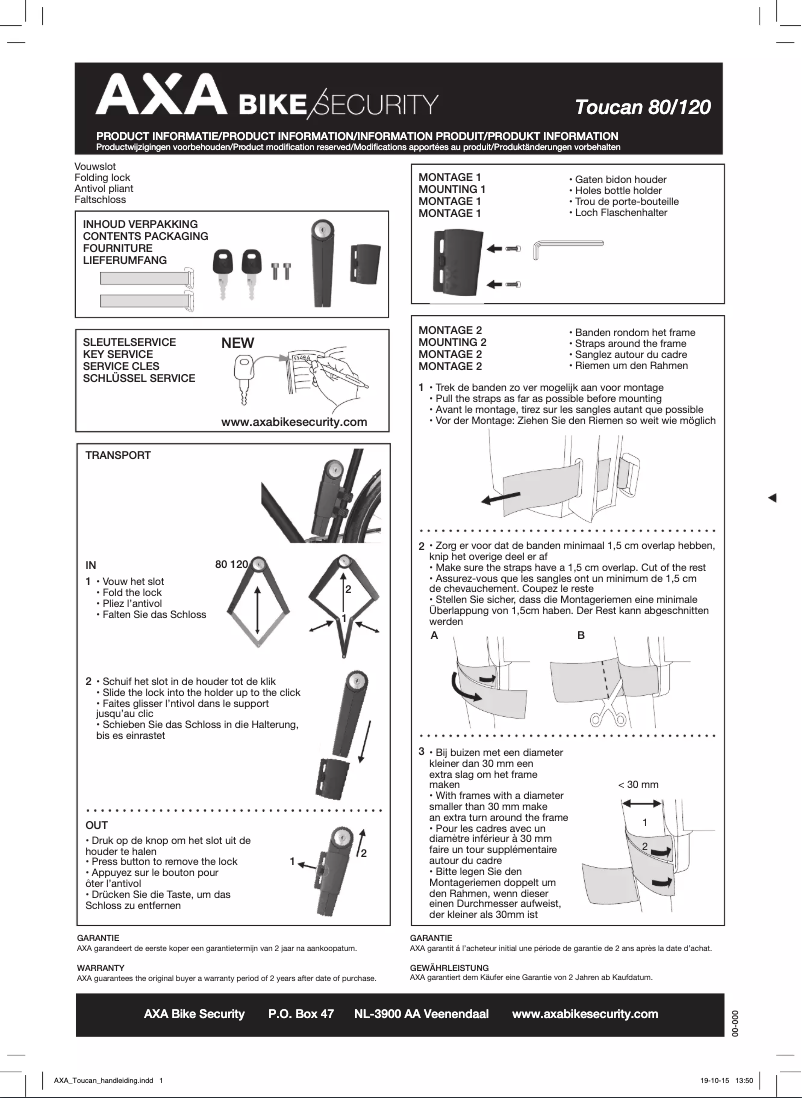 Page 1 de la notice Manuel utilisateur AXA Toucan 80