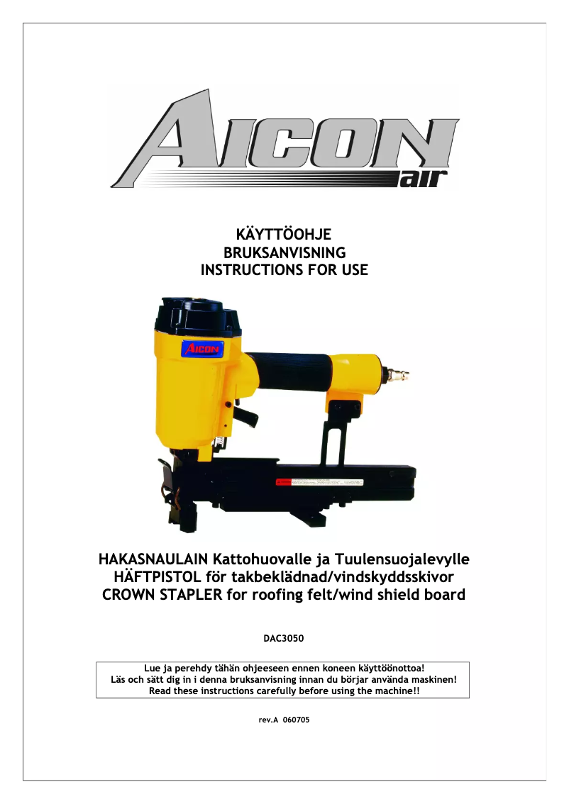 Page 1 de la notice Manuel utilisateur Aicon DAC3050