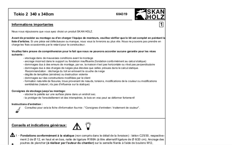 Page 1 de la notice Manuel utilisateur Skan Holz Tokio 2
