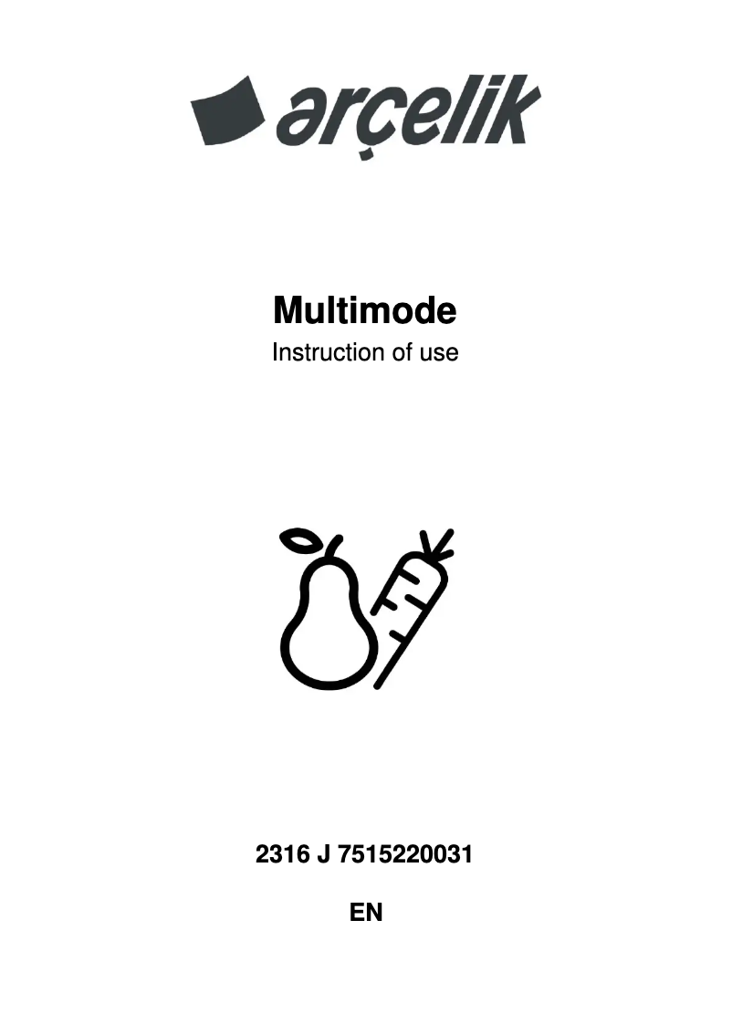 Page 1 de la notice Manuel utilisateur Arçelik 2316 J