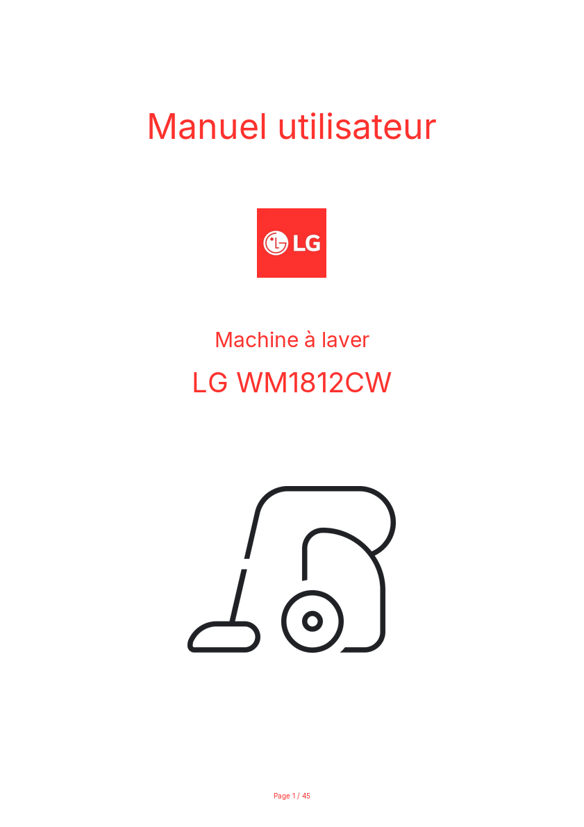 Page n°1 - Manuel utilisateur LG WM1812CW
