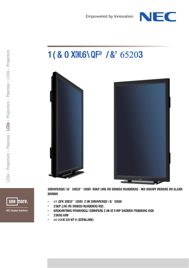 Página 1 del manual Ficha técnica NEC MultiSync LCD6520P