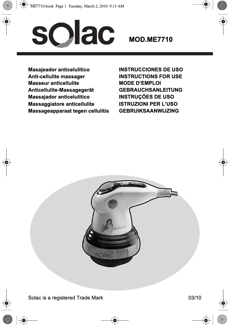 Image de la première page du manuel de l'appareil ME7710