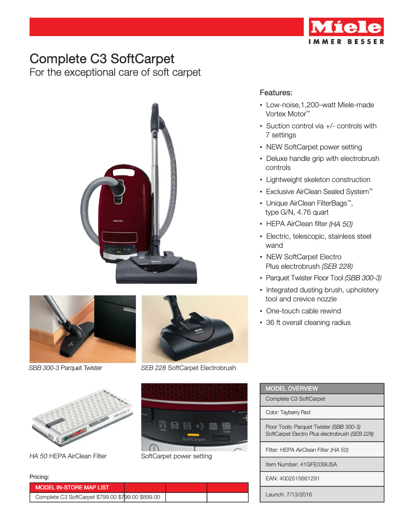 Page n°1 - Manuel utilisateur Miele Complete C3 SoftCarpet