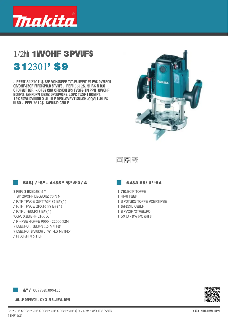 Page 1 de la notice Fiche technique Makita RP2301FCX