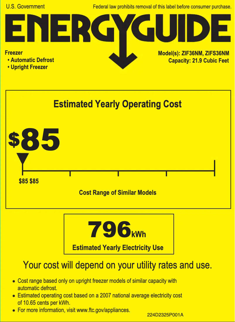 Page n°1 - Label énergétique GE ZIF36NMLH