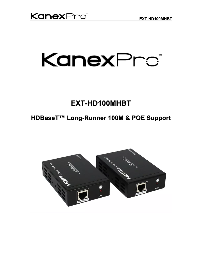 Page 1 de la notice Manuel utilisateur KanexPro EXT-HD100MHBT