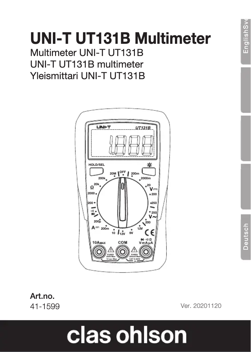 Image de la première page du manuel de l'appareil UT131B