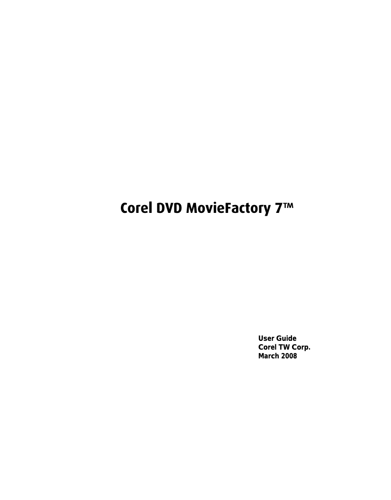 Page n°1 - Manuel utilisateur Corel DVD MovieFactory Pro 7