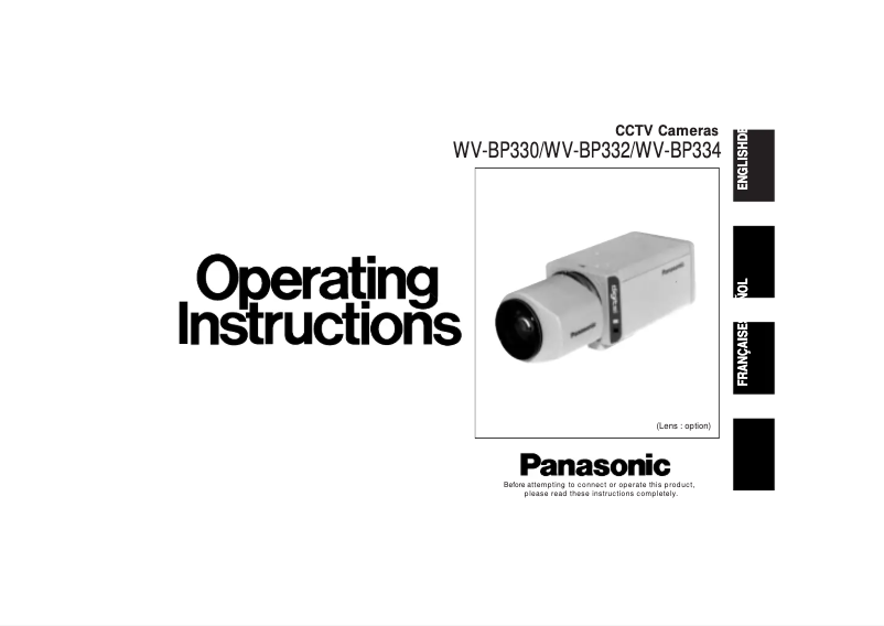 Page 1 de la notice Manuel utilisateur Panasonic WV-BP330