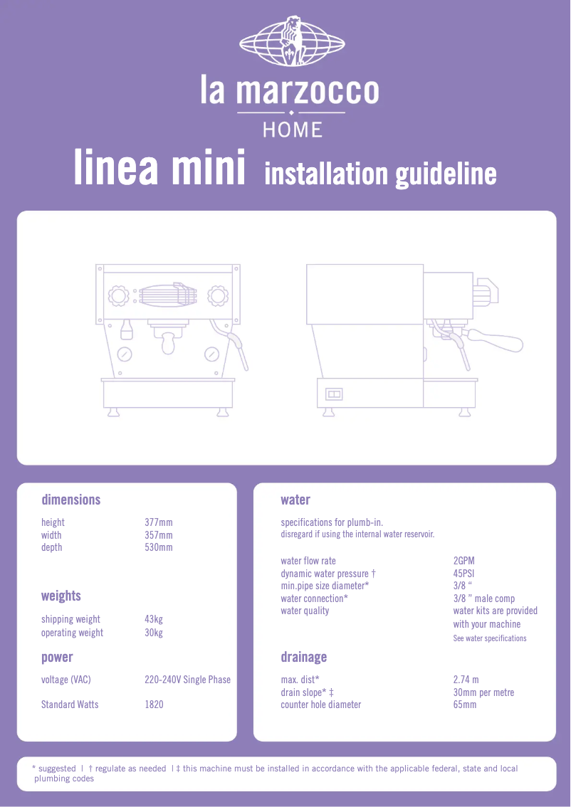 Image de la première page du manuel de l'appareil Linea Mini