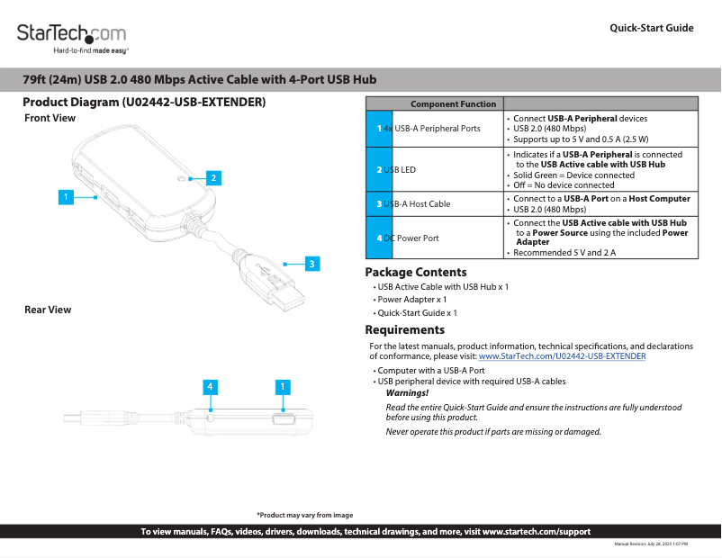 Image de la première page du manuel de l'appareil U02442-USB-EXTENDER