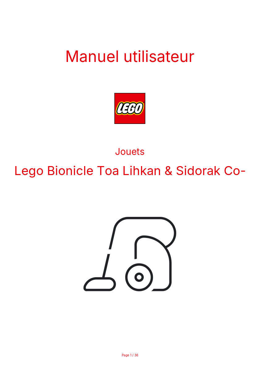 Page n°1 - Manuel utilisateur Lego Bionicle Toa Lihkan & Sidorak Co-