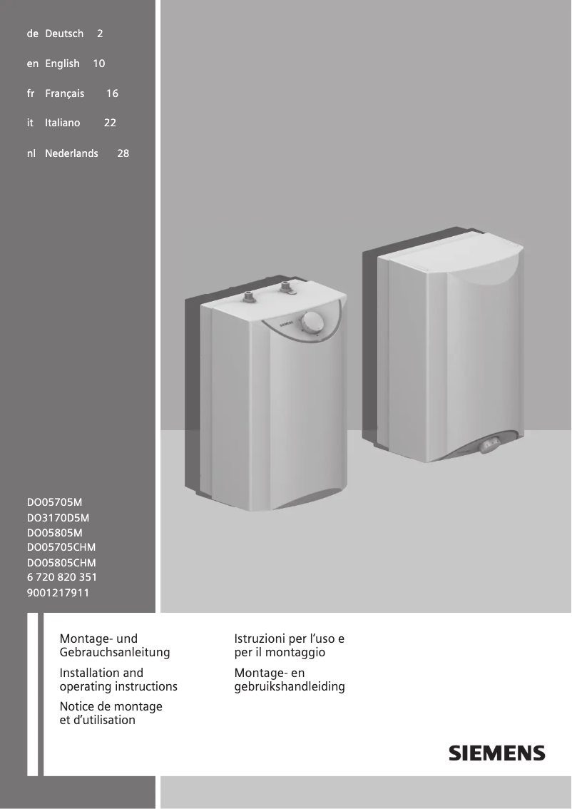 Page n°1 - Manuel utilisateur Siemens DO05705CHM