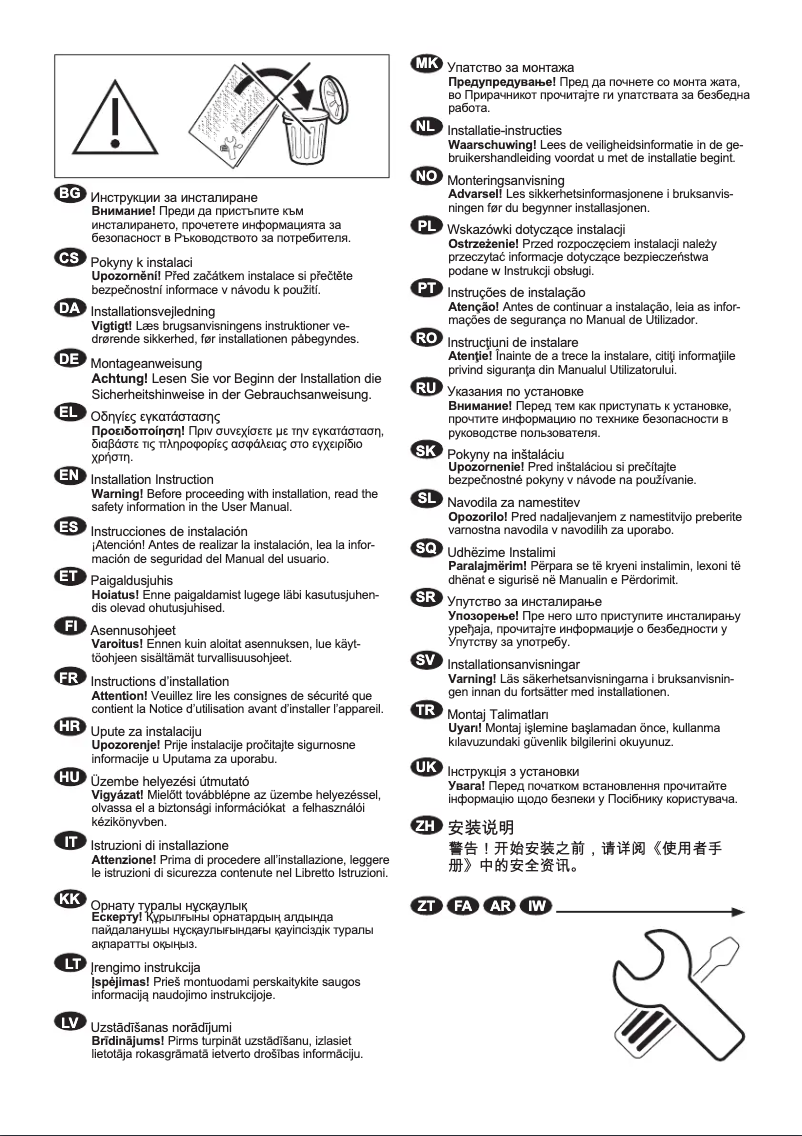 Page 1 de la notice Guide d'installation Electrolux EW6FN528W