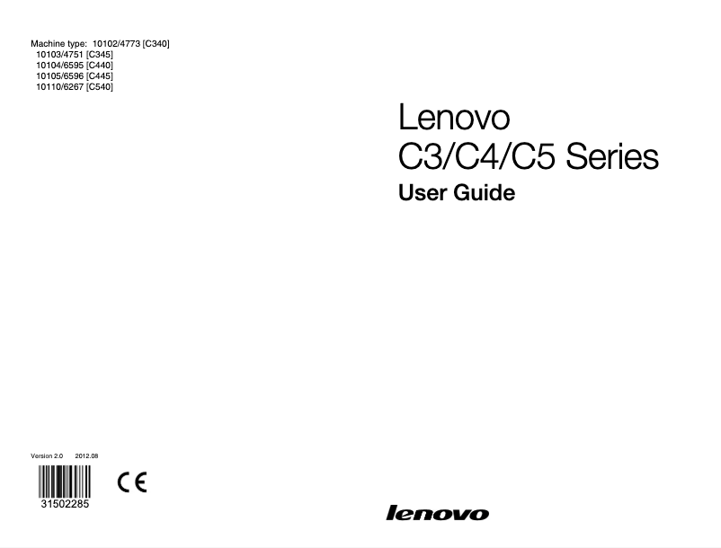 Page 1 de la notice Manuel utilisateur Lenovo C345