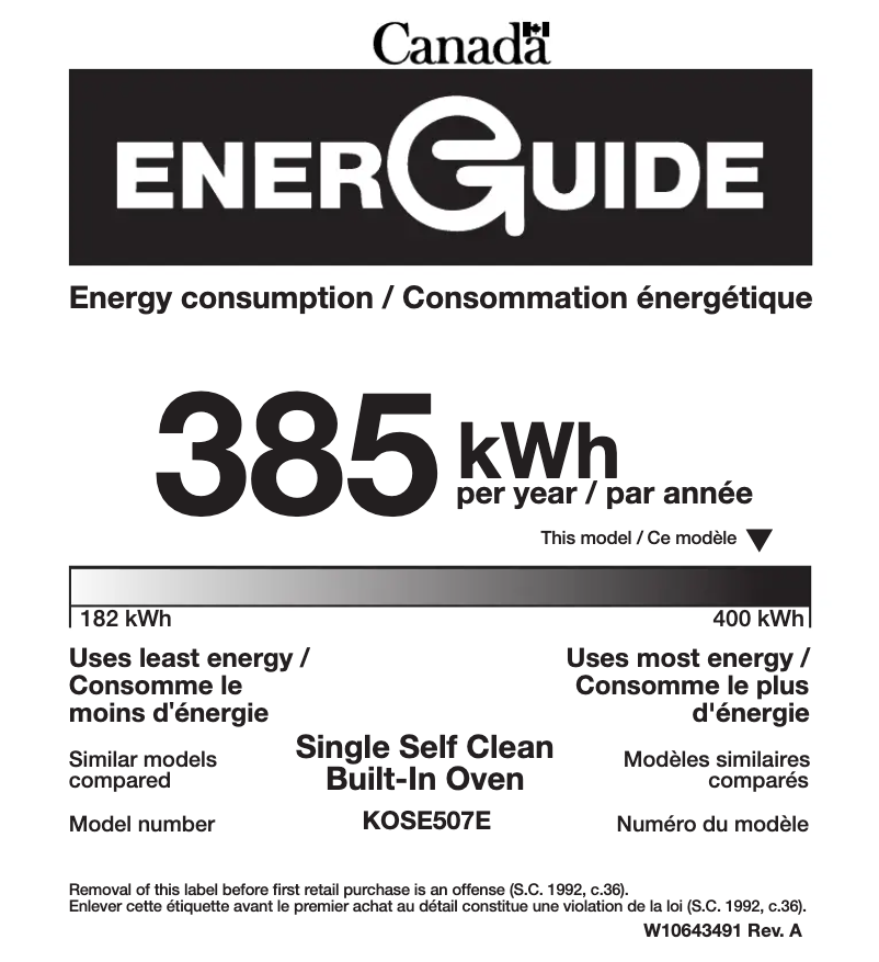 Page 1 de la notice Label énergétique KitchenAid KOSE507EBS