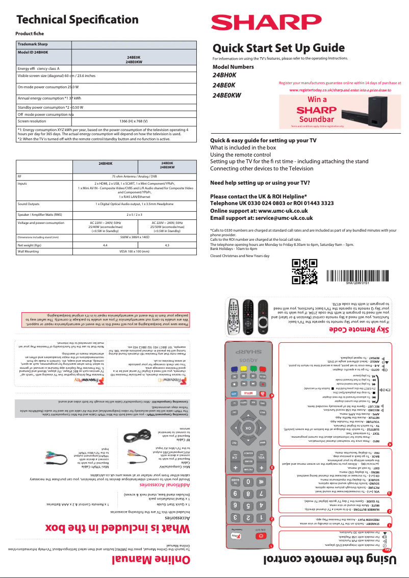 Page n°1 - Guide de démarrage rapide Sharp 24BE0K