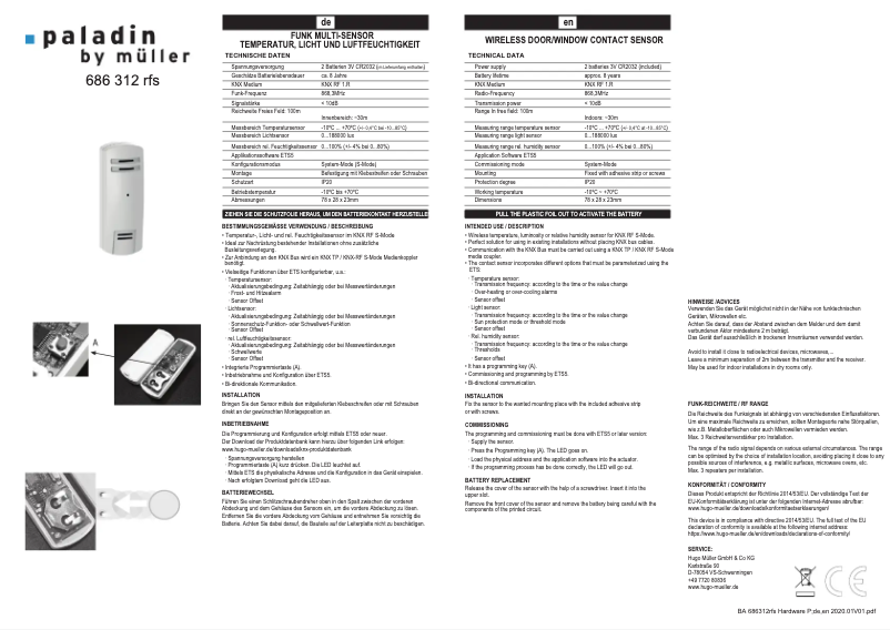 Image de la première page du manuel de l'appareil 686 312 rfs