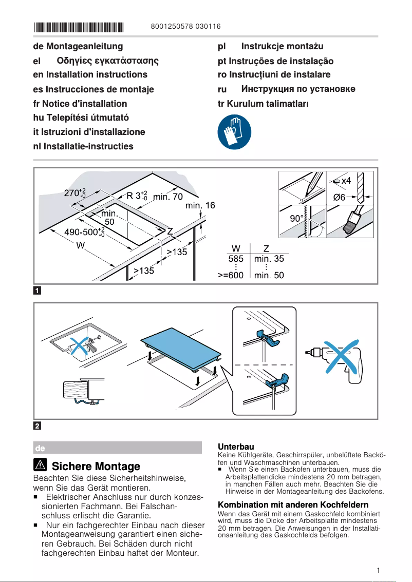 Page 1 de la notice Guide d'installation Siemens ET375FFP1E