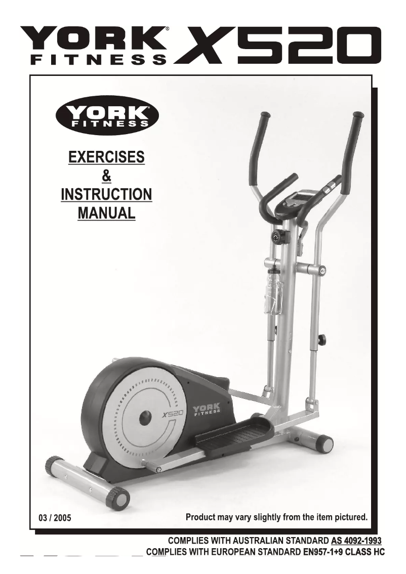 Page 1 de la notice Manuel utilisateur York Fitness X520