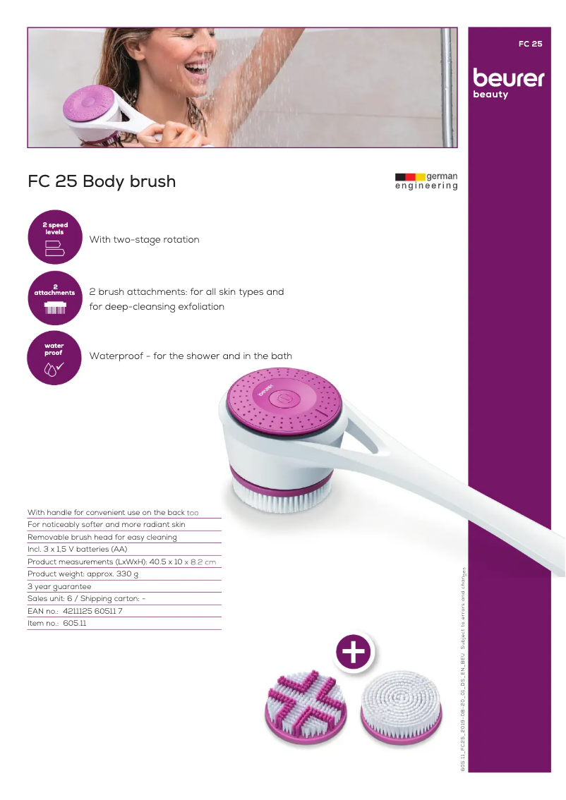 Page 1 de la notice Fiche technique Beurer FC 25