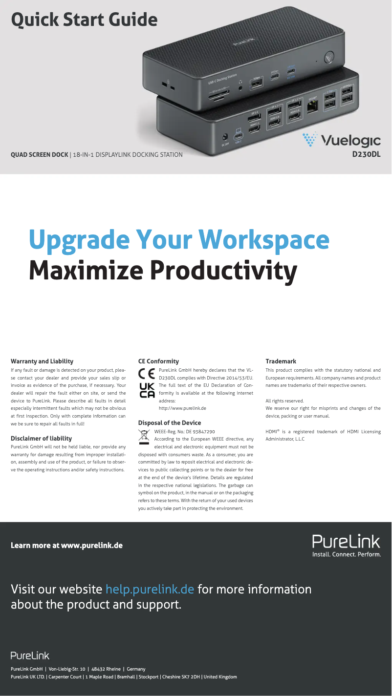 Page 1 de la notice Manuel utilisateur PureLink D230DL