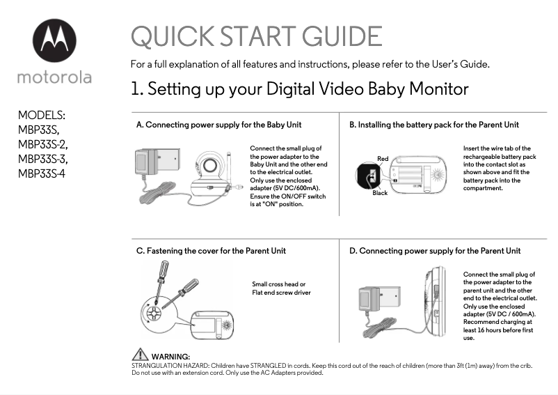Page n°1 - Manuel utilisateur Motorola MBP33S-3