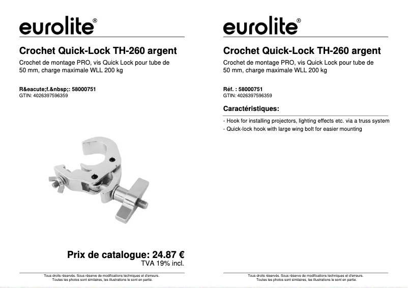 Image de la première page du manuel de l'appareil TH-260