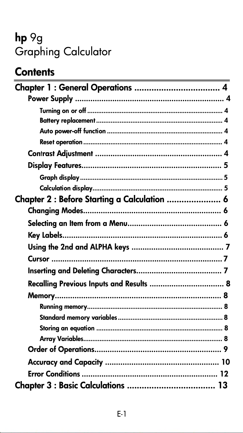 Page 1 de la notice Manuel utilisateur HP 9G