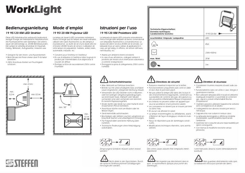 Page 1 de la notice Manuel utilisateur Steffen 19 95120 KM